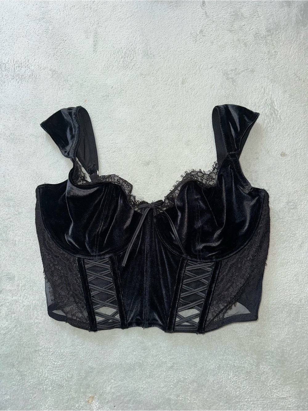 Victoria's Secret Black Velvet Lace Bustier